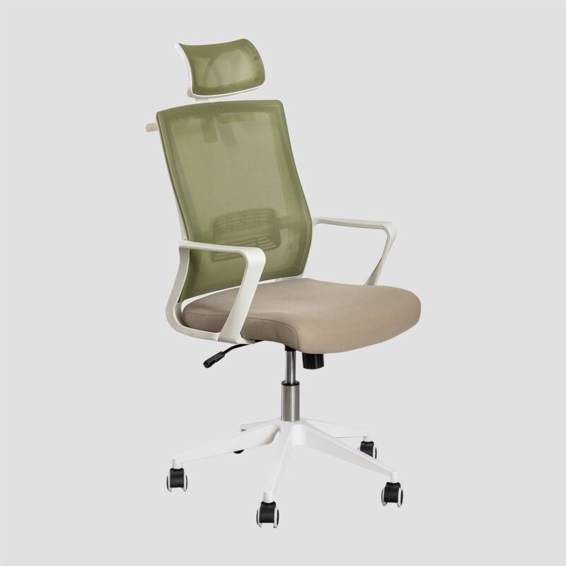 Sklum - Chaise de bureau avec roulettes et accoudoirs Teill Colors Vert Militaire Clair - Beige Lin