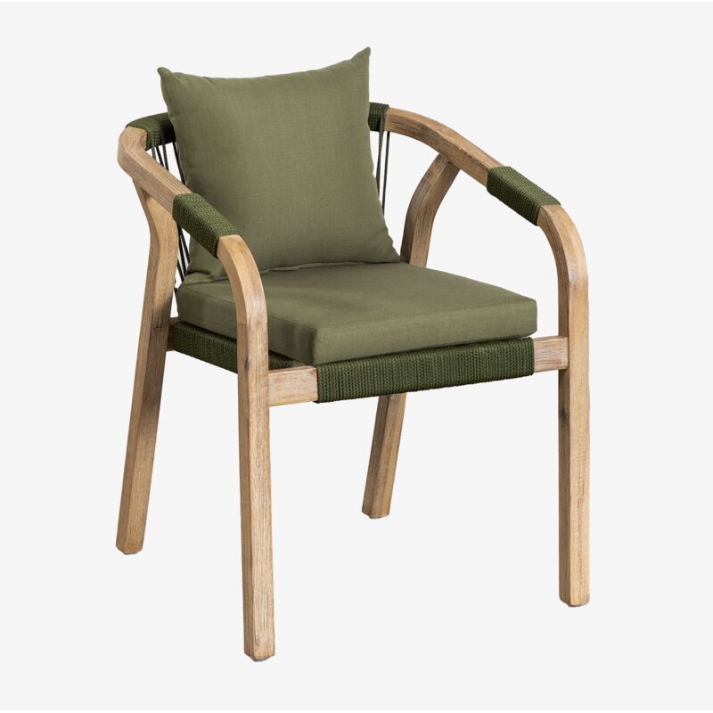 Sklum - Chaise de jardin avec accoudoirs en bois d'acacia Dubai Vert Militaire Clair