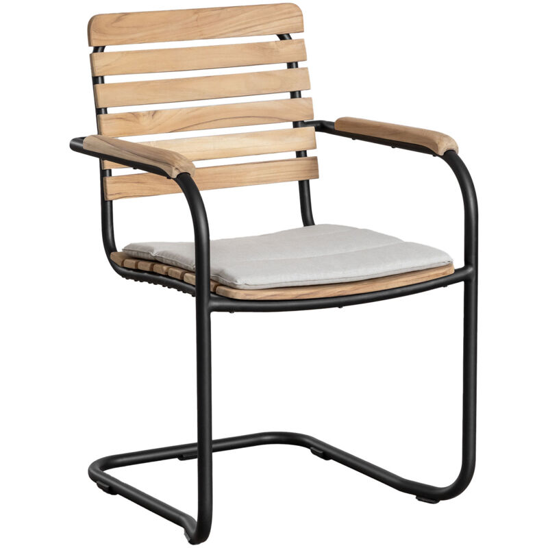 Chaise de jardin avec accoudoirs en bois de teck et aluminium Lowel Sklum Noir