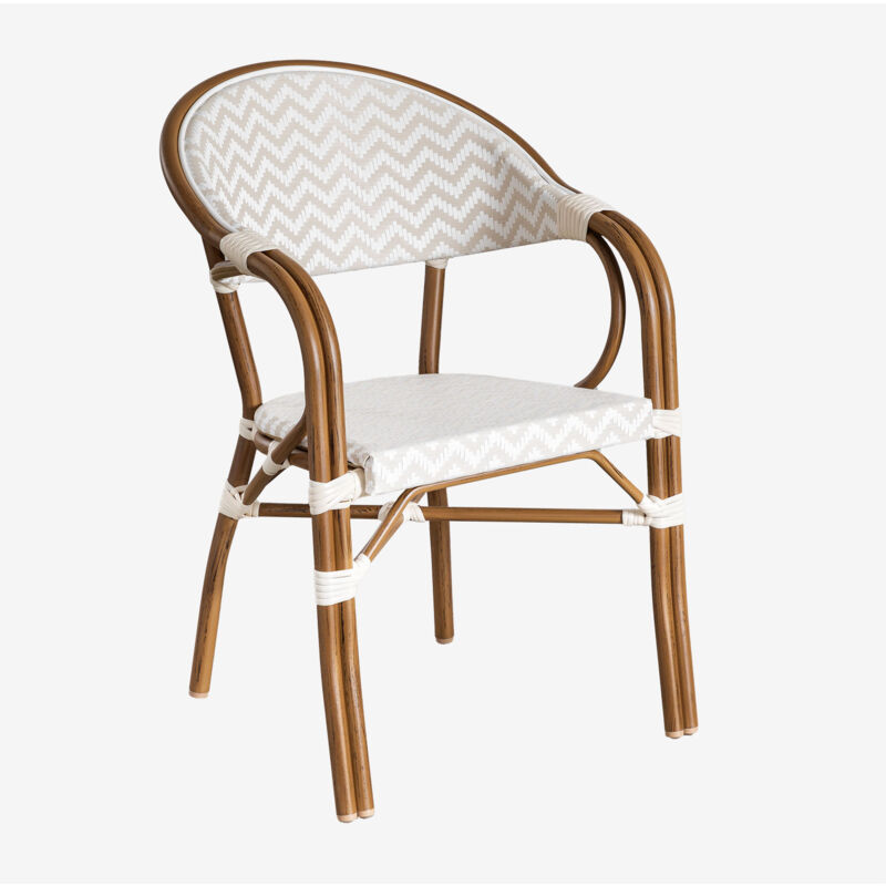 Chaise de jardin empilable avec accoudoirs en aluminium Brielle Bistro Sklum Beige nude - Blanc Gardenia