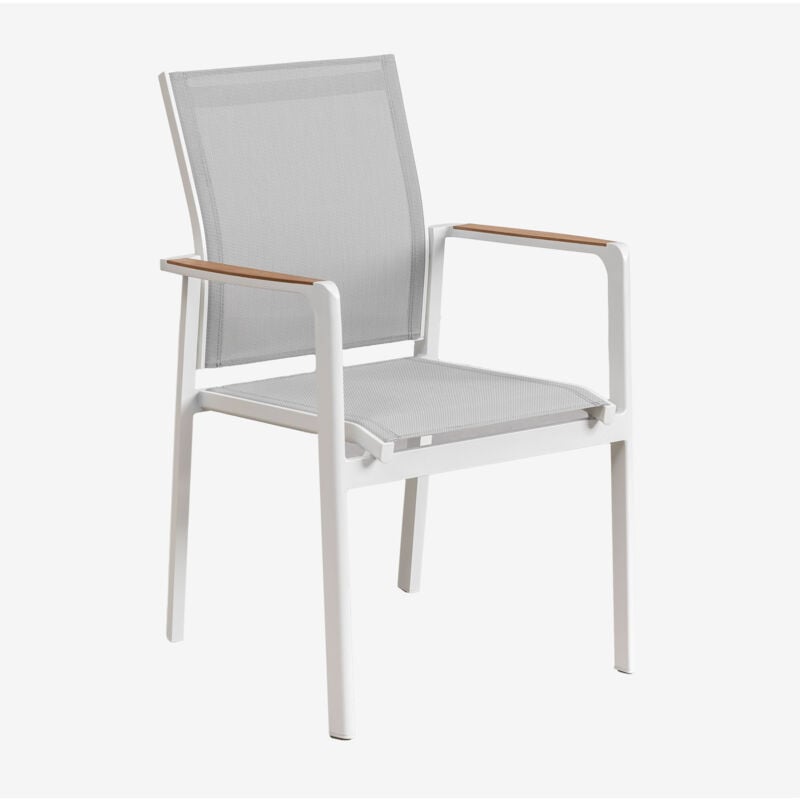 Sklum - Chaise de jardin empilable avec accoudoirs en aluminium Elvira Blanc