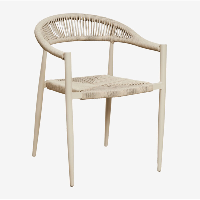 Chaise de jardin empilable avec accoudoirs en aluminium et rotin synthétique Amatria Sklum Tapioca Beige
