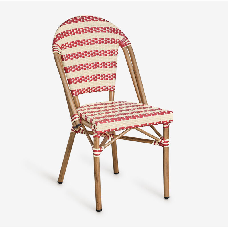 Sklum - Chaise de jardin empilable en aluminium Brielle Bistro Rouge Bordeaux - Beige Crème Sklum - Chaise de jardin empilable en aluminium Brielle Bistro Rouge Bordeaux - Beige Crème
