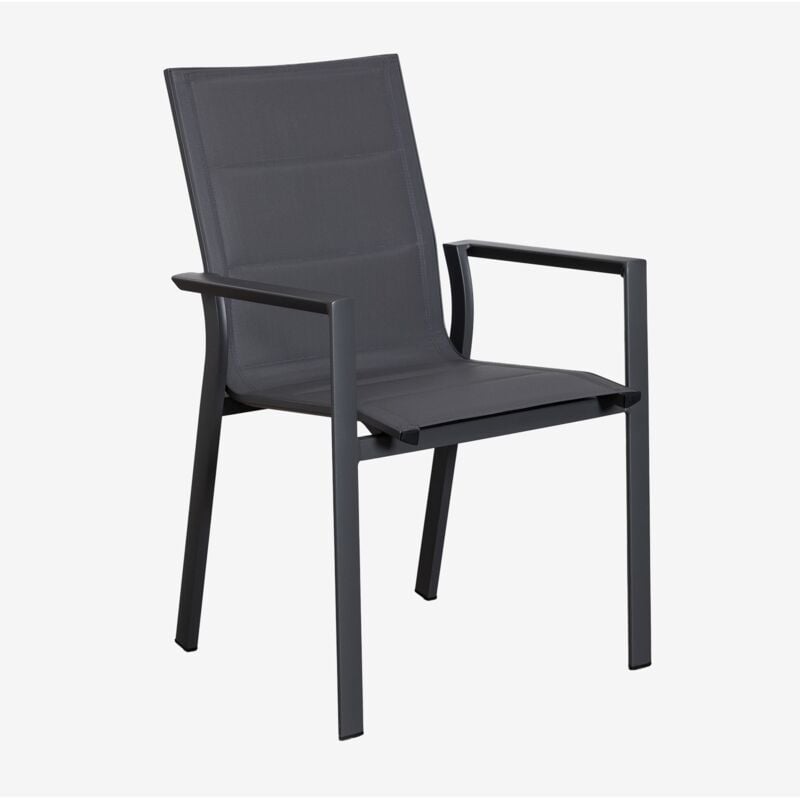Chaise de jardin empilable Karena avec accoudoirs en aluminium Sklum Gris Graphite