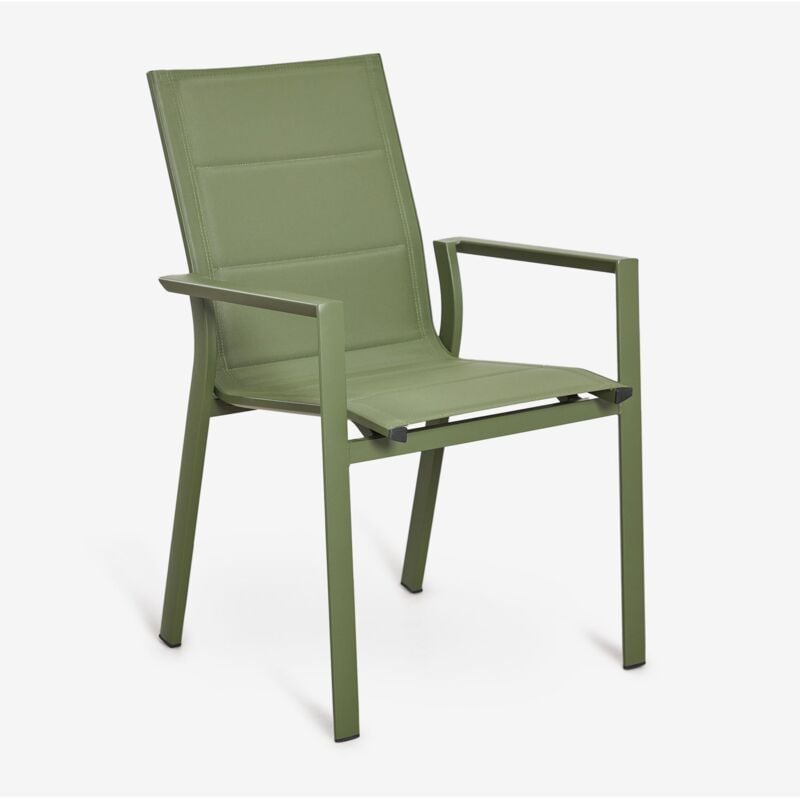 Chaise de jardin empilable Karena avec accoudoirs en aluminium Sklum Vert Olive Intense