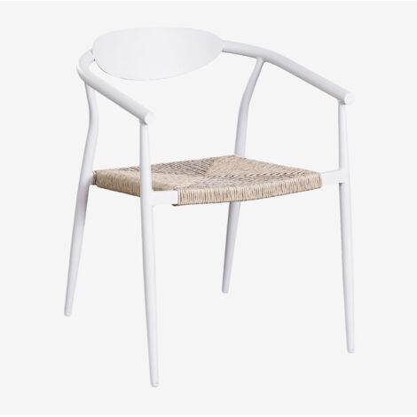 Sklum – Chaise de jardin empilable Marsha – Accoudoirs en aluminium – Assise en rotin synthétique – Légère et facile à ranger – Dimensions 73x55,5x58cm