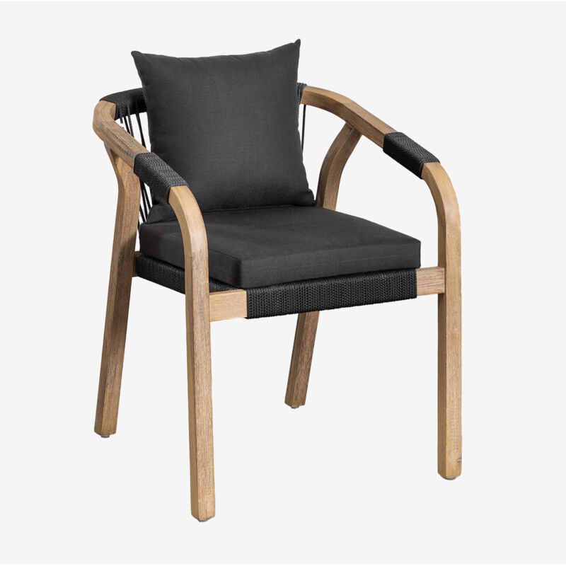 Sklum - Chaise de salle à manger avec accoudoirs en bois d'acacia de Dubaï Gris Graphite