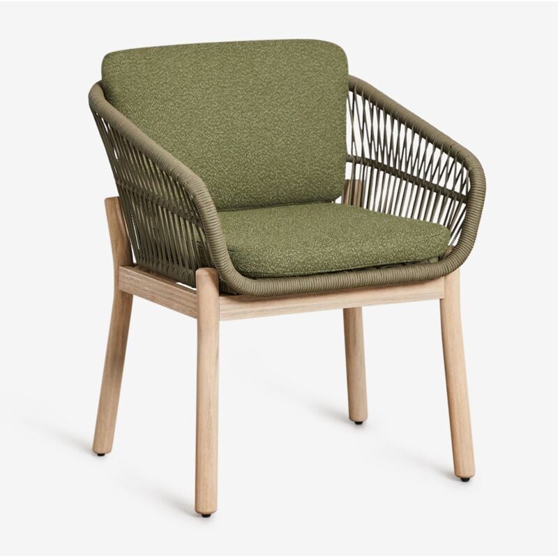 Sklum - Chaise de salle à manger avec accoudoirs en bois d'acacia et corde tressée Karvia