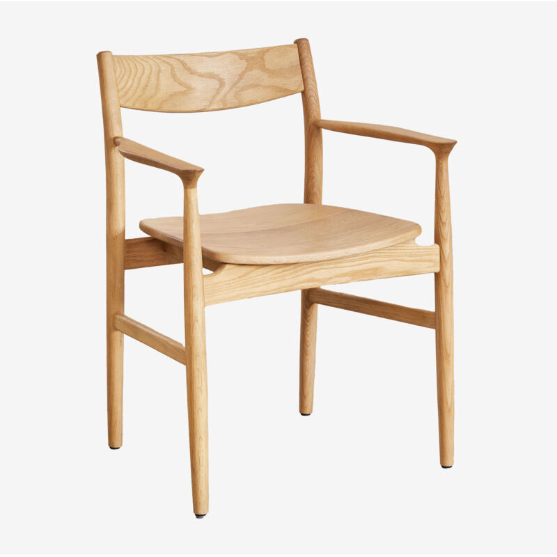 Sklum - Chaise de salle à manger avec accoudoirs en bois de chêne Mireita