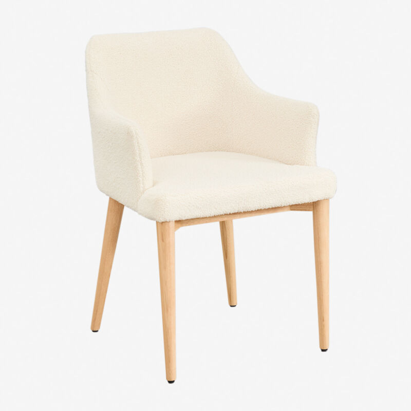 Sklum - Chaise de salle à manger avec accoudoirs en peau de mouton Banfil
