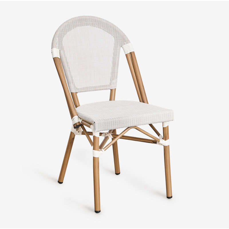 Sklum - Chaise de salle à manger empilable Brielle Bistro en textilène et aluminium Blanc Gardenia