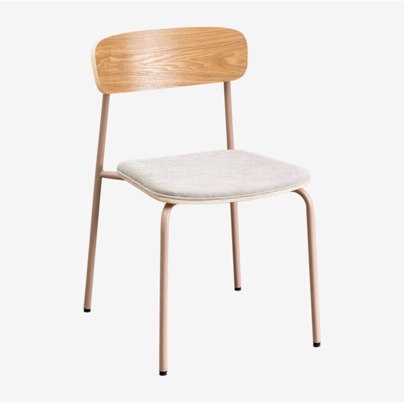 Sklum - Chaise de salle à manger empilable en fer et bois Wilpier Rose Noisette