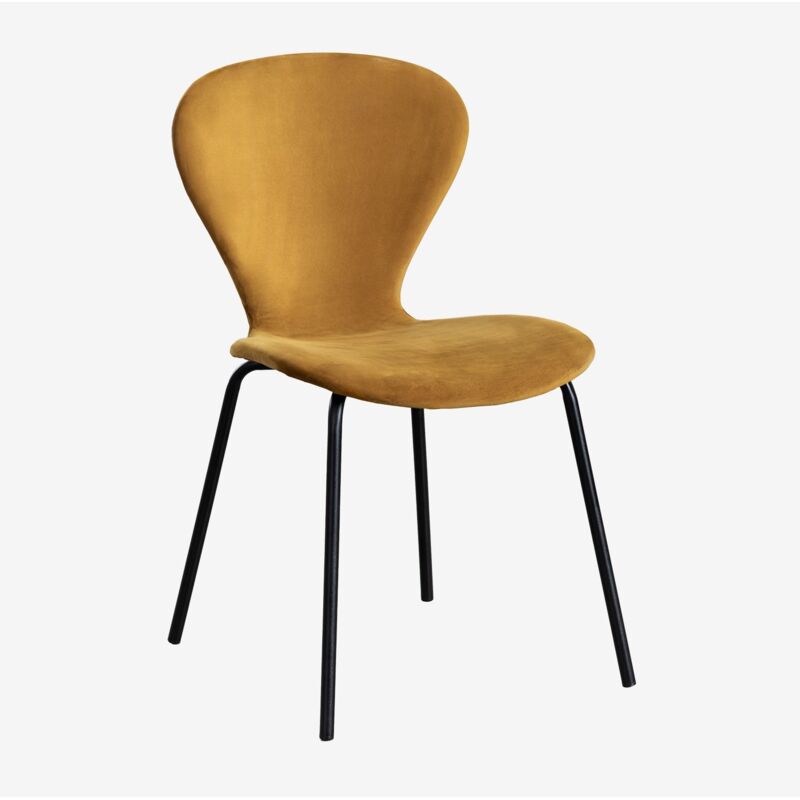 Sklum - Chaise de salle à manger empilable en velours Uit Moutarde Noir