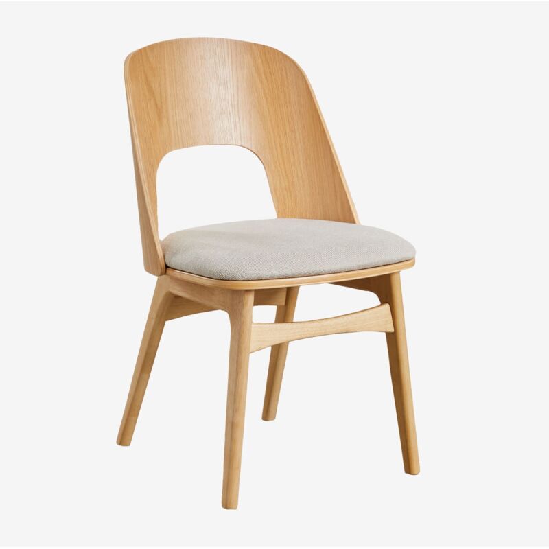 Sklum - Chaise de salle à manger en bois et rembourrée Juna