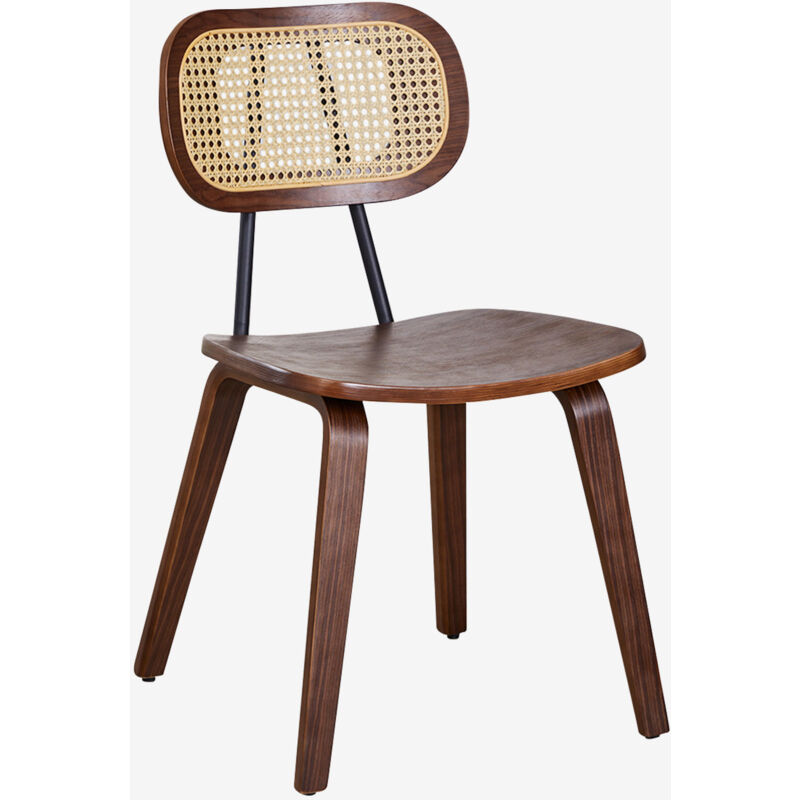 Sklum - Chaise de salle à manger en bois et rotin Kaylia