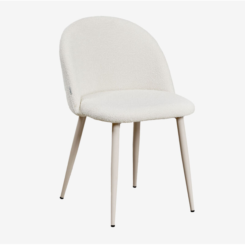 Silla de comedor en tela bouclé Kana Deluxe SKLUM Beige Crème