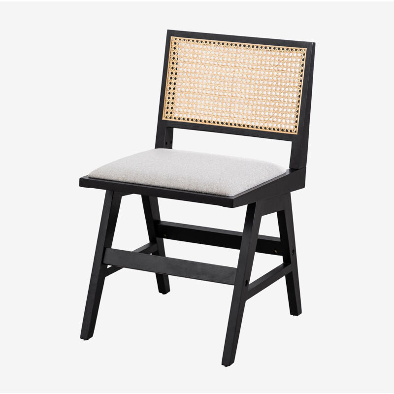 Sklum - Chaise de salle à manger en frêne et rotin rembourrée Lali