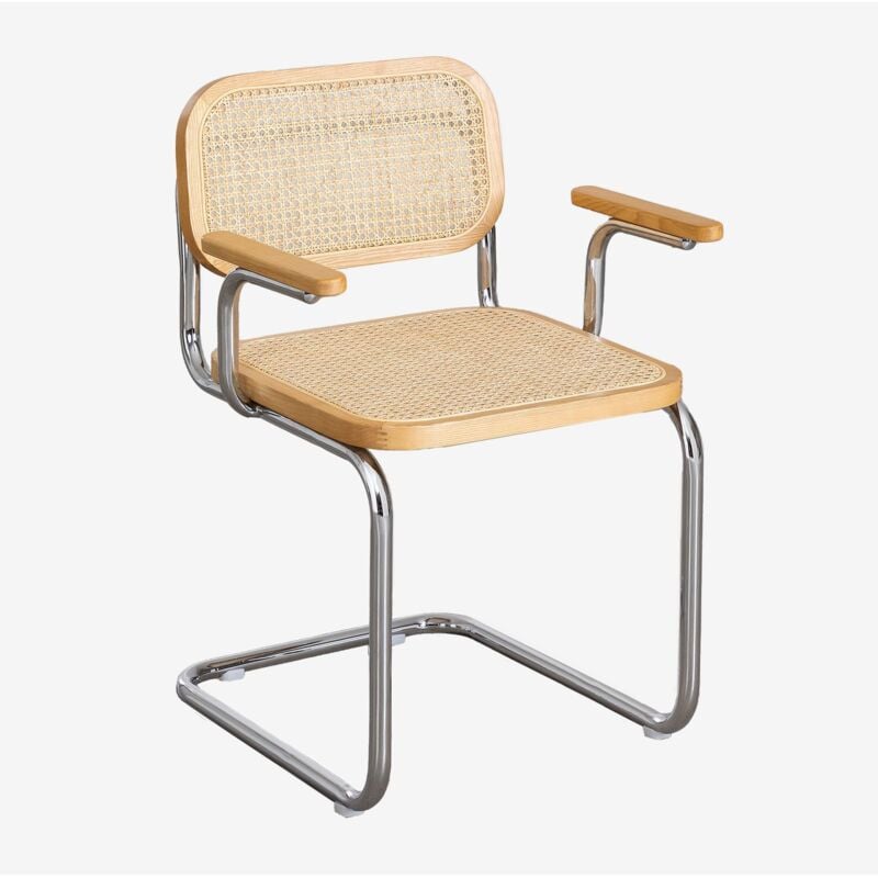 Sklum - Chaise de salle à manger Tento avec accoudoirs Gris Chromé
