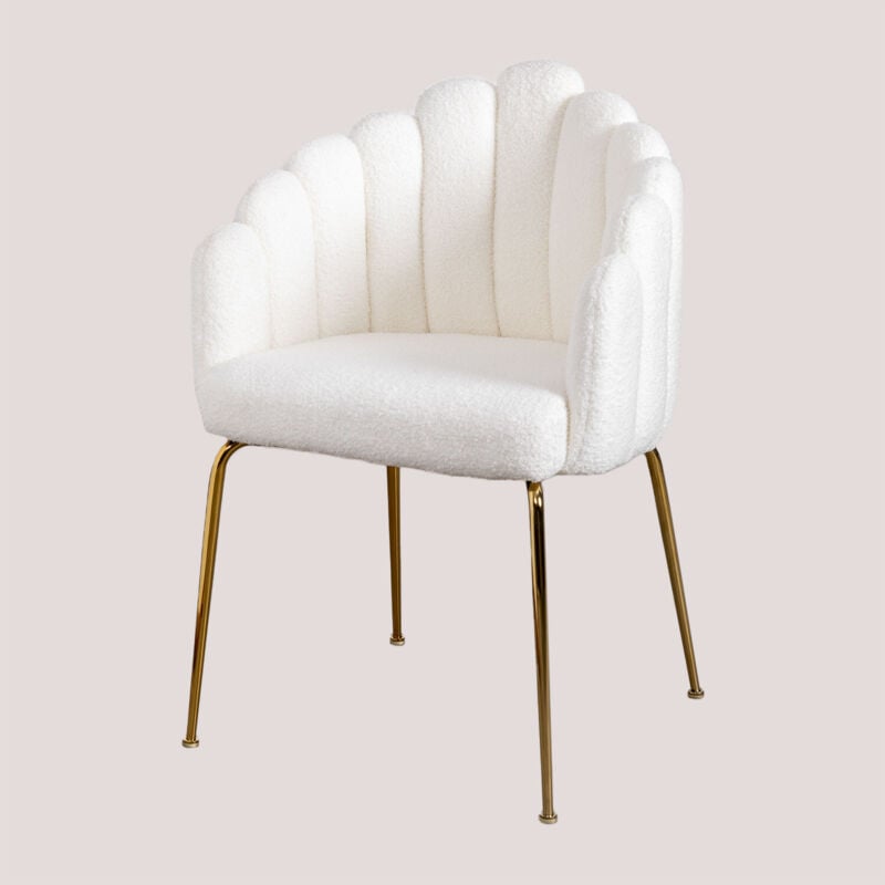 Sklum - Chaise de salle à manger en tissu bouclette Markina Blanc