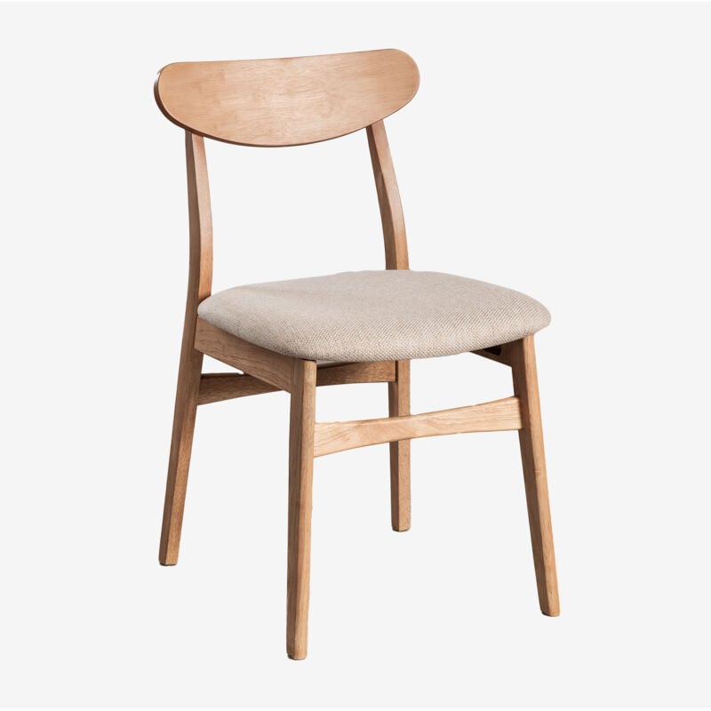 Sklum - Chaise de salle à manger en tissu et bois Cloda Bois naturel - Beige de lin