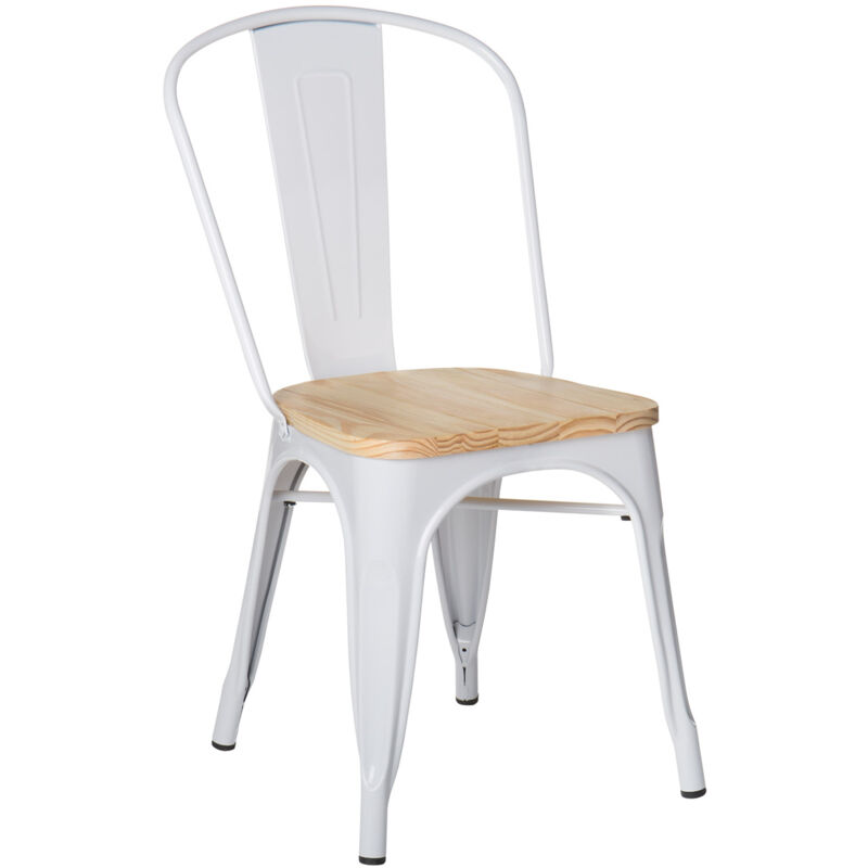 Sklum - Chaise de salle à manger empilable Lix Madera Blanc