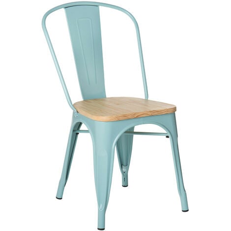SKLUM Chaise LIX Bois Bleu Île Paradis Bois - Acier Bois Naturel - Bleu Île Paradis Bois Naturel