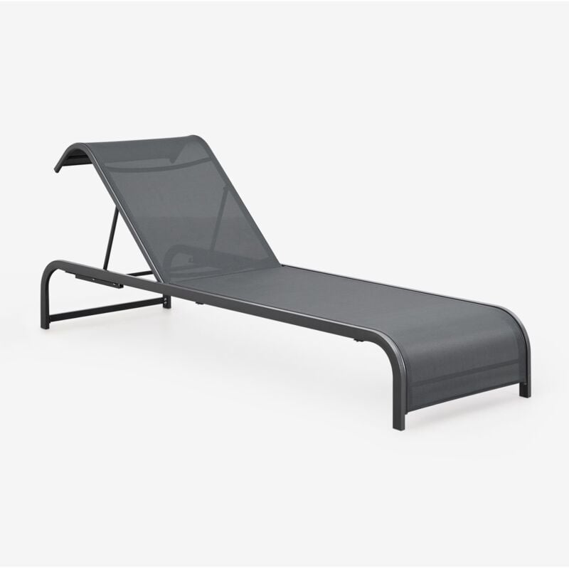 Sklum - Chaise longue inclinable en acier Marietta Gris Graphite