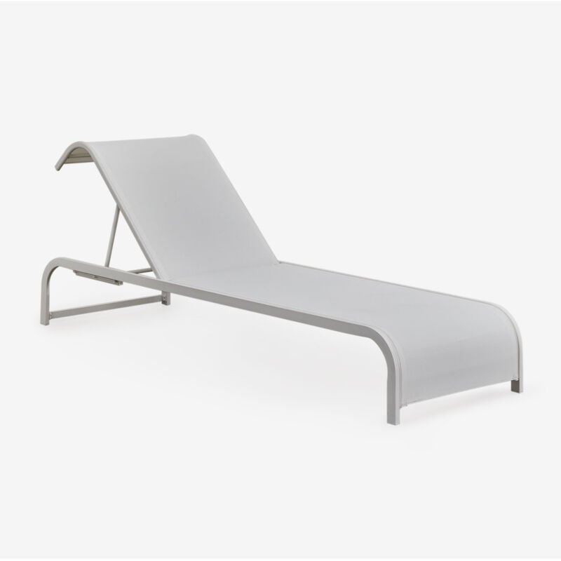 Sklum - Chaise longue inclinable en acier Marietta Blanc Gardenia