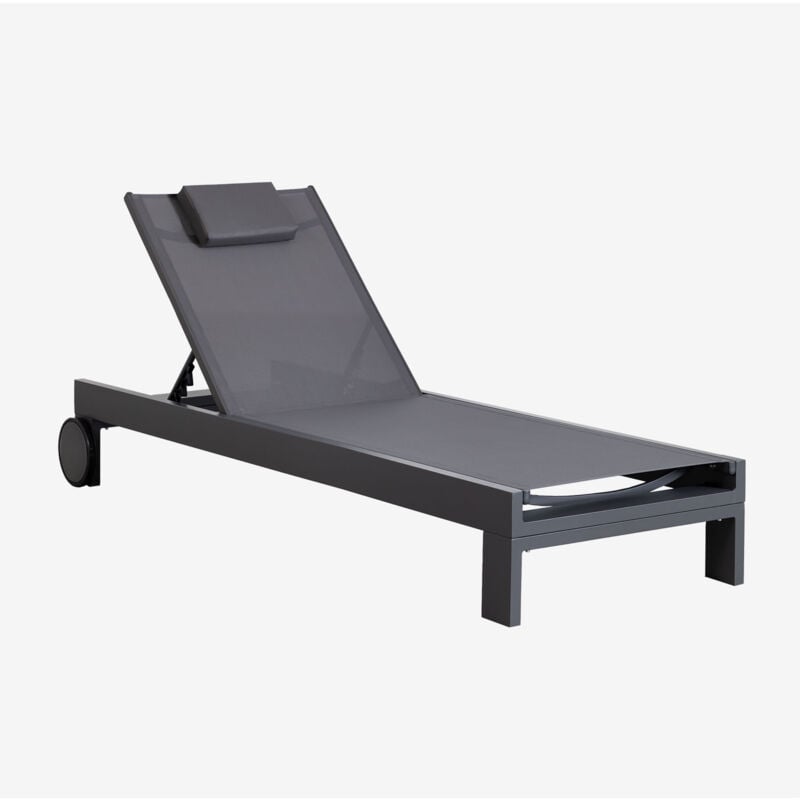 Sklum - Chaise longue inclinable en aluminium avec coussin Akelia Gris Graphite - Gris Graphite