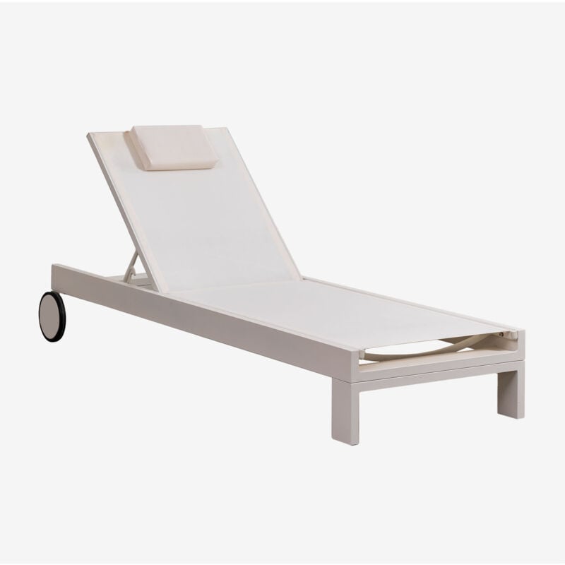 Sklum - Chaise longue inclinable en aluminium avec coussin Akelia Blanc Gardenia - Blanc Gardenia