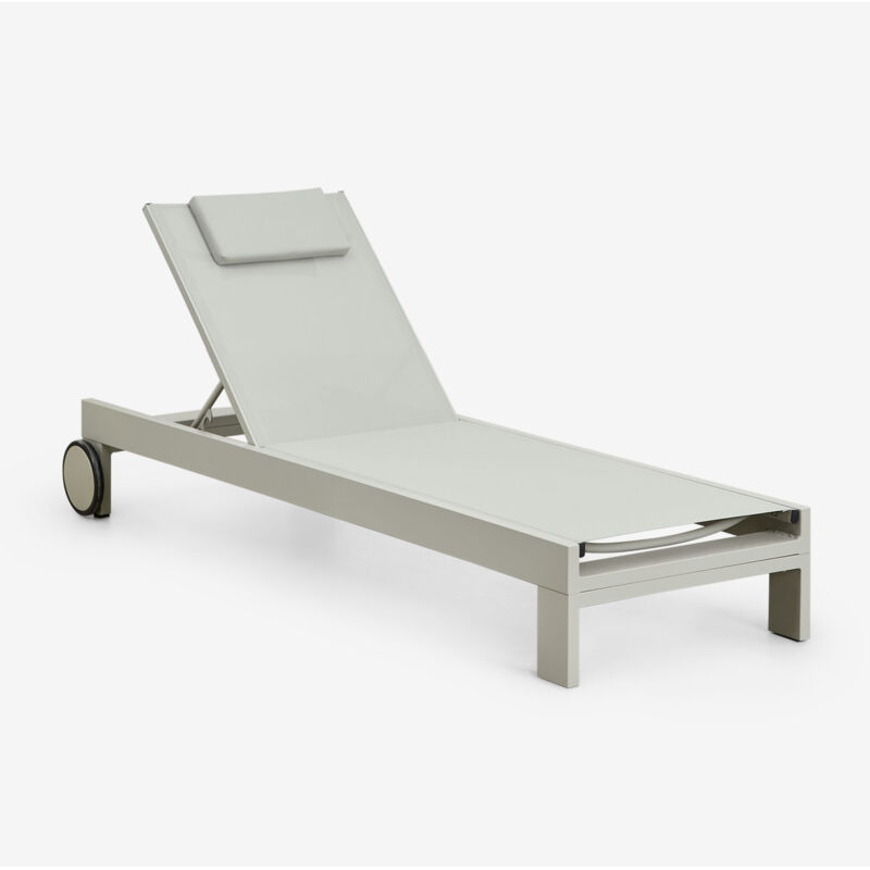 Chaise longue inclinable en aluminium avec coussin Akelia Sklum Vert Kaki
