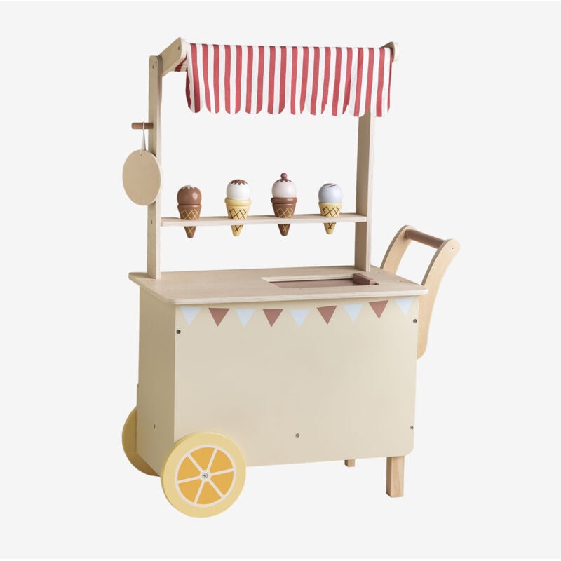 Chariot à glaces en bois pour enfants Dijonay Sklum Couleurs Naturelles
