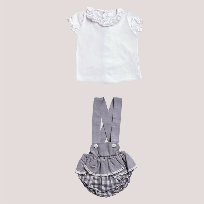 

Conjunto de Pololo con Volantes y Camiseta Snorki Vichy Print Grey T.12M - Sklum