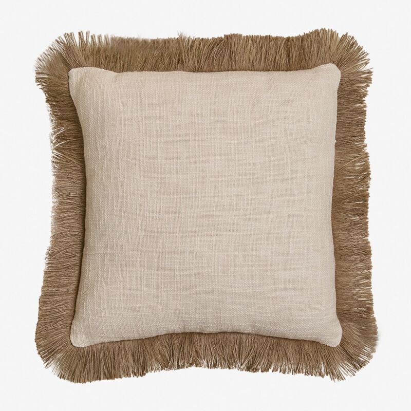 Sklum - Coussin carré en coton (45x45 cm) Paraiba Blanc Gardenia - Beige Lin