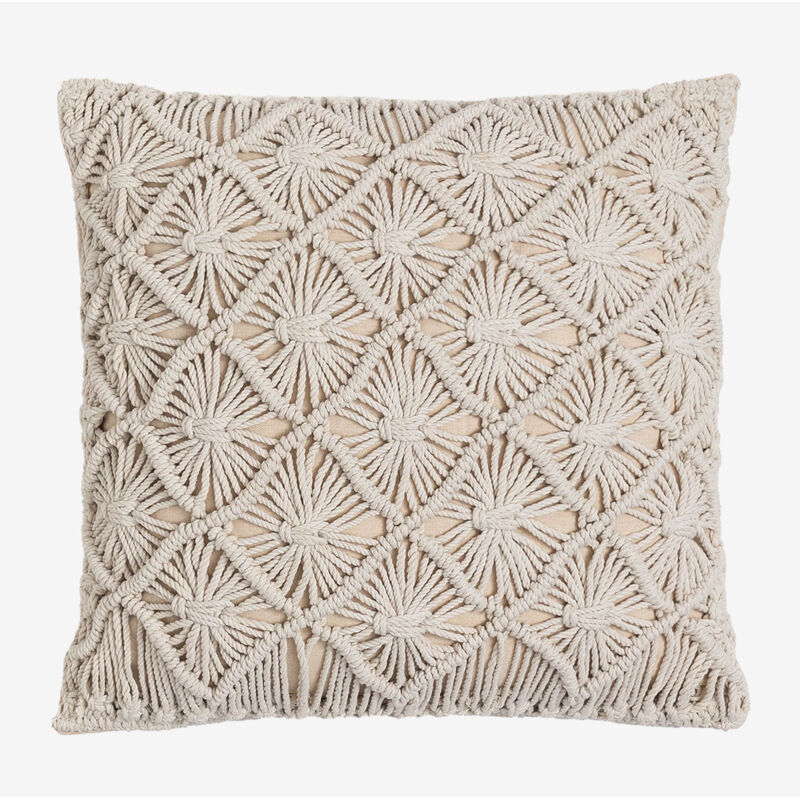 Sklum - Coussin carré macramé (45x45 cm) Senena Beige Crème