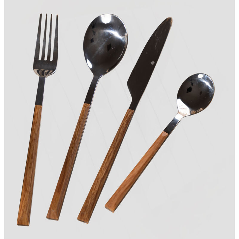 

Cubertería Efecto Madera Priya 16 piezas Cromado - Sklum