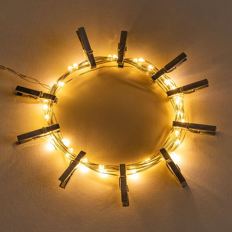 LED-Lichterkette mit Klammern (3,50 m) Inça Chrom - Sklum