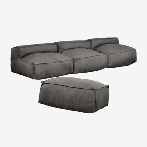 SKLUM Dojans 3-teiliges modulares Sofa und Gartenhocker Grau Granit                                  