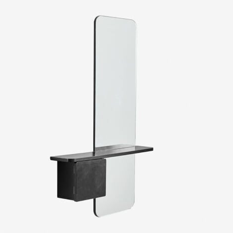 SKLUM Empfangstisch 80x120 cm aus MDF mit Spiegel Varna Schwarz                                  