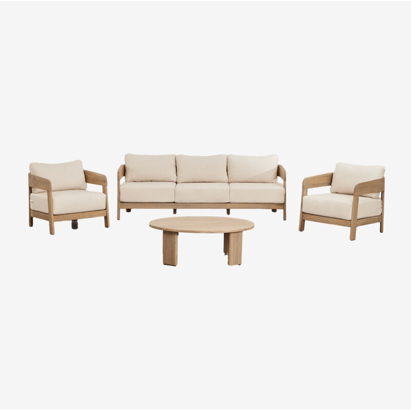 Sklum - Ensemble de jardin avec canapé 3 places, 2 fauteuils et table basse en bois d'acacia Uleno Sklum - Ensemble de jardin avec canapé 3 places, 2 fauteuils et table basse en bois d'acacia Uleno