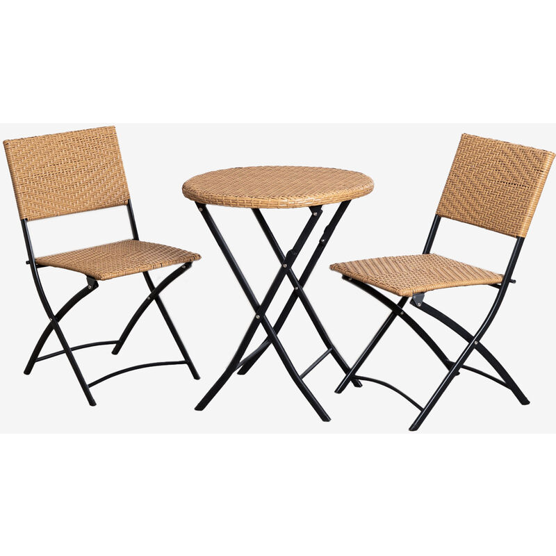 Ensemble de jardin en rotin synthétique Beke Rotin – Acier - NATUREL - Sklum