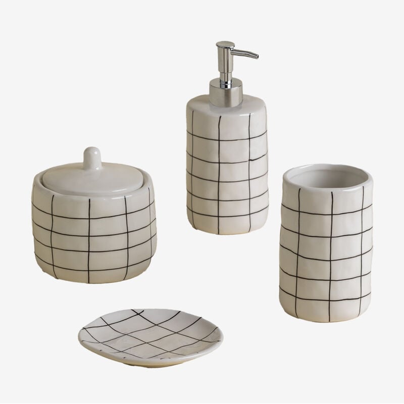 Sklum - Ensemble de salle de bain en grès Yolven Gris Chromé