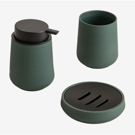 Sklum – Ensemble de salle de bain Vesey – 3 pièces en ABS gommé – Finition rayures horizontales – Dimensions compactes pour petits espaces