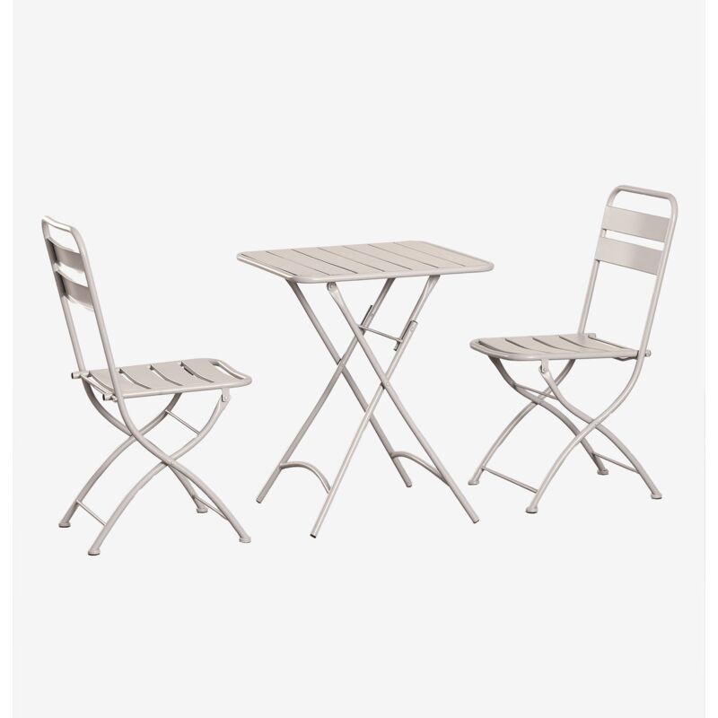 Ensemble table de jardin Janti (60x60 cm) et 2 chaises pliantes Sklum Tapioca Beige