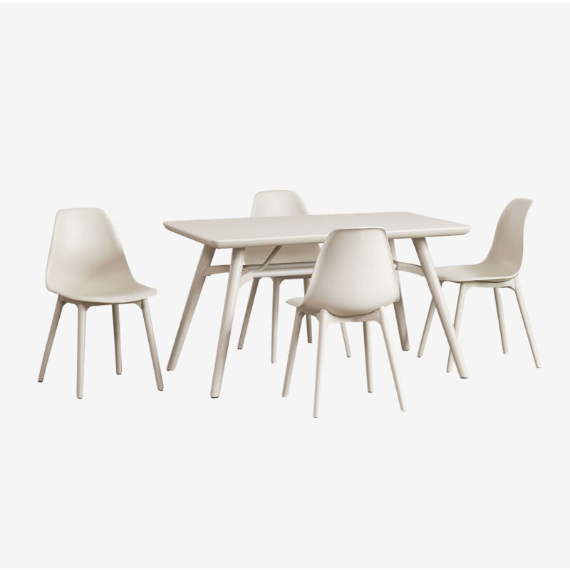 Ensemble table rectangulaire 135x80 cm et 4 chaises de jardin en polyéthylène Scand Sklum Tapioca Beige
