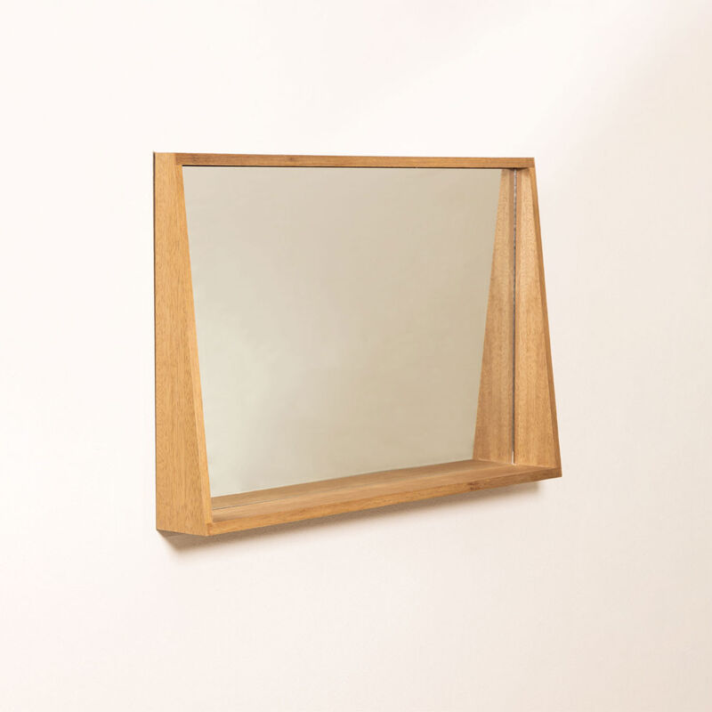 

Espejo de Pared Rectangular con Balda en MDF (50x80 cm) Nurah Madera Natural - Sklum