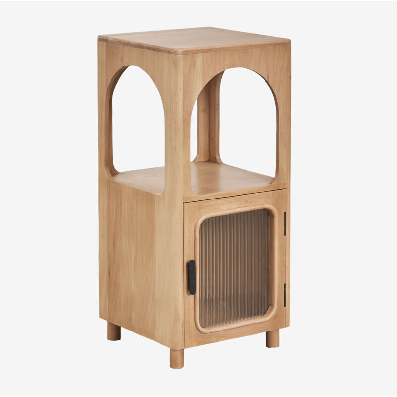 Sklum - tagère de salle de bain en bois d'acacia et verre Massilia 40 x 90 cm