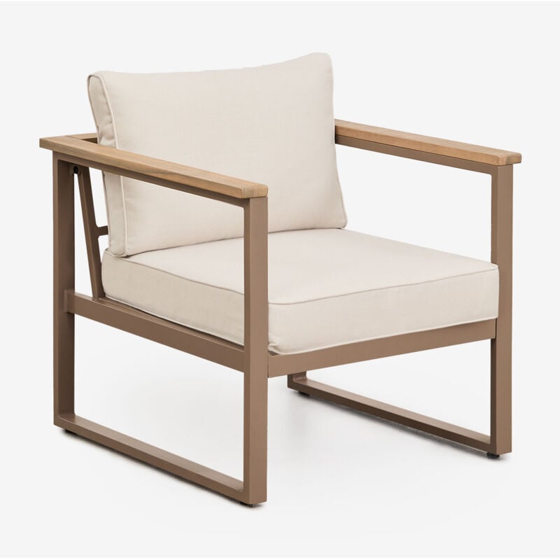 Sklum - Fauteuil de jardin en aluminium et bois d'acacia Lipov Brun Moka