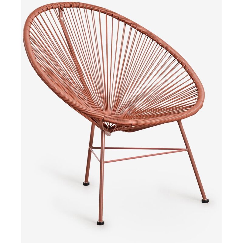 Chaise de jardin Acapulco neuve en acier et osier synthétique Sklum Rouge Tuile