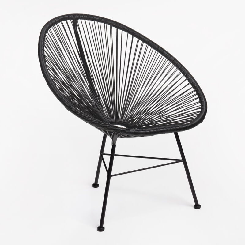 Sklum - Chaise de jardin Acapulco neuve en acier et osier synthétique Noir